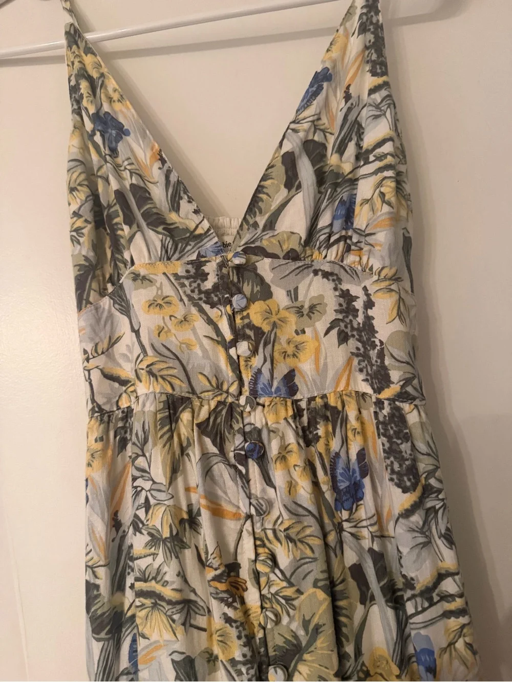 Abercrombie & Fitch White Floral Maxi Dress with Yellow and Blue Accents